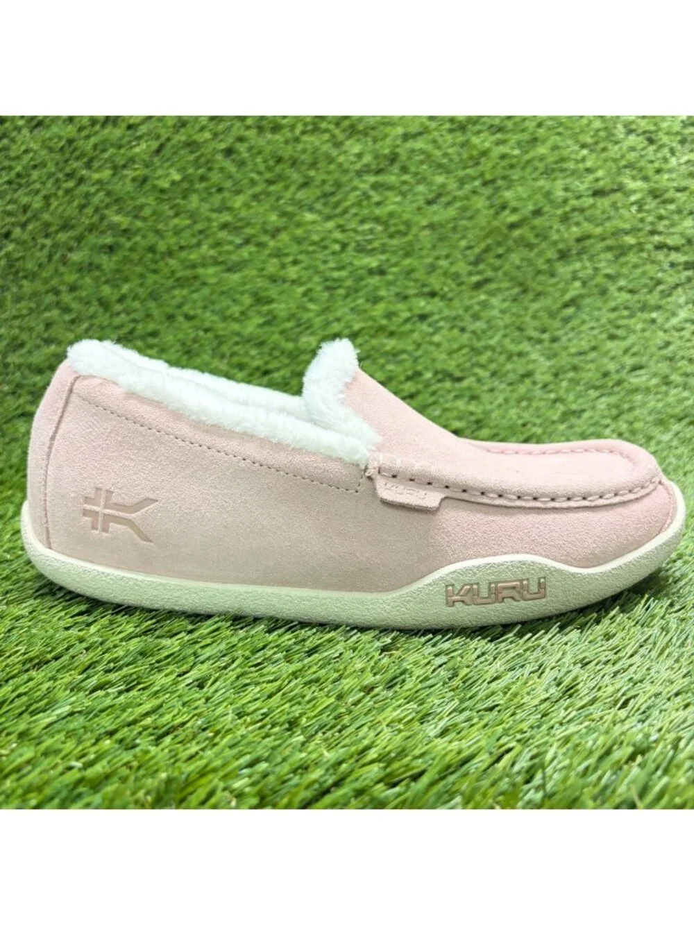 Kuru Loft Womens Size 10 Pink White Casual Moccasin Slip On Suede Slippers Shoes